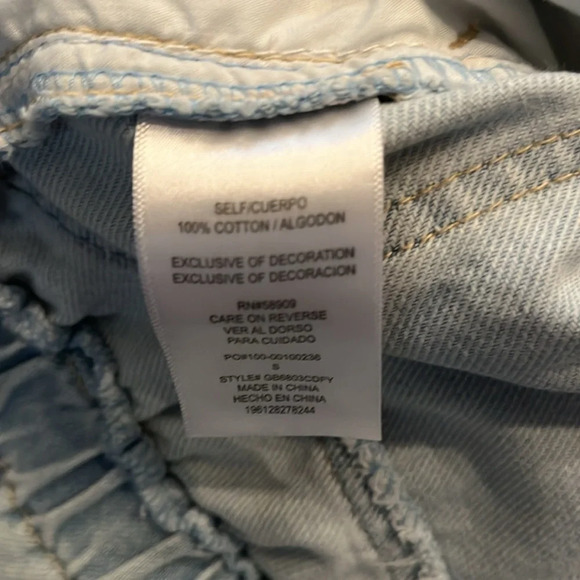 GB High Rise Elastic Waist Paper Bag Cuffed Light Wash Denim Shorts Size S - Picture 6 of 7